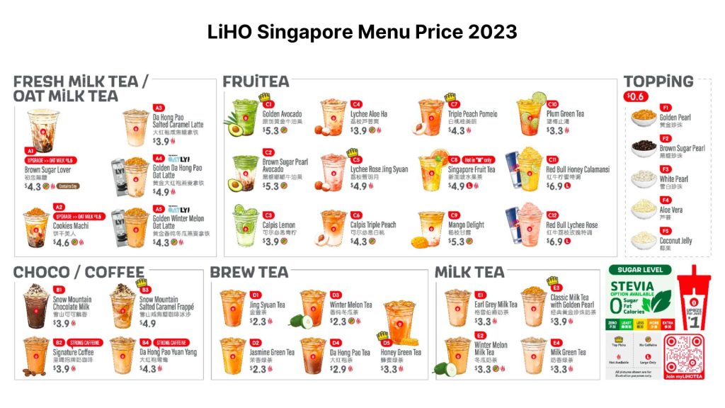 Liho Menu Singapore prices