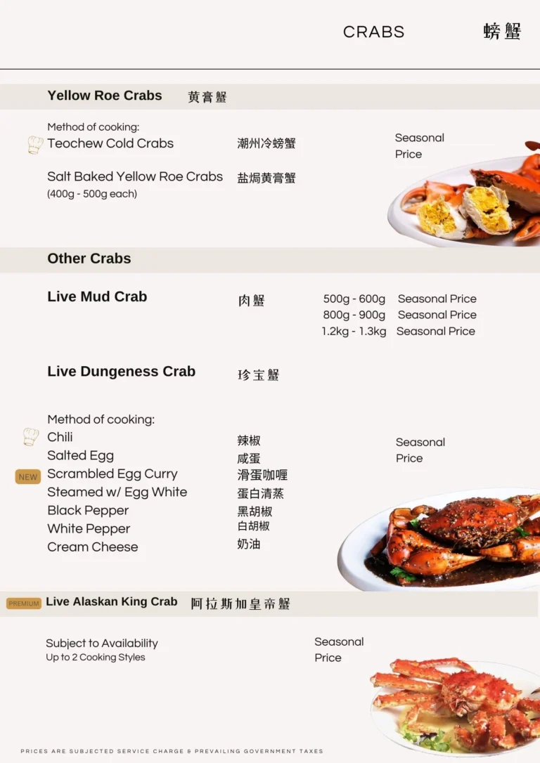 Orchid Live Seafood Menu Singapore & Latest Price List 2024