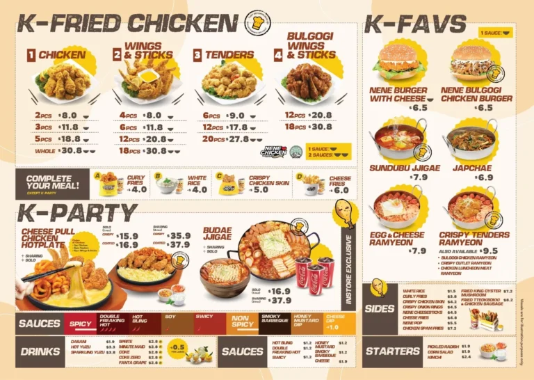 NeNe Chicken Menu Singapore & Latest Price List 2024