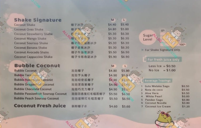 Mr Coconut Menu Singapore & Latest Price List 2024