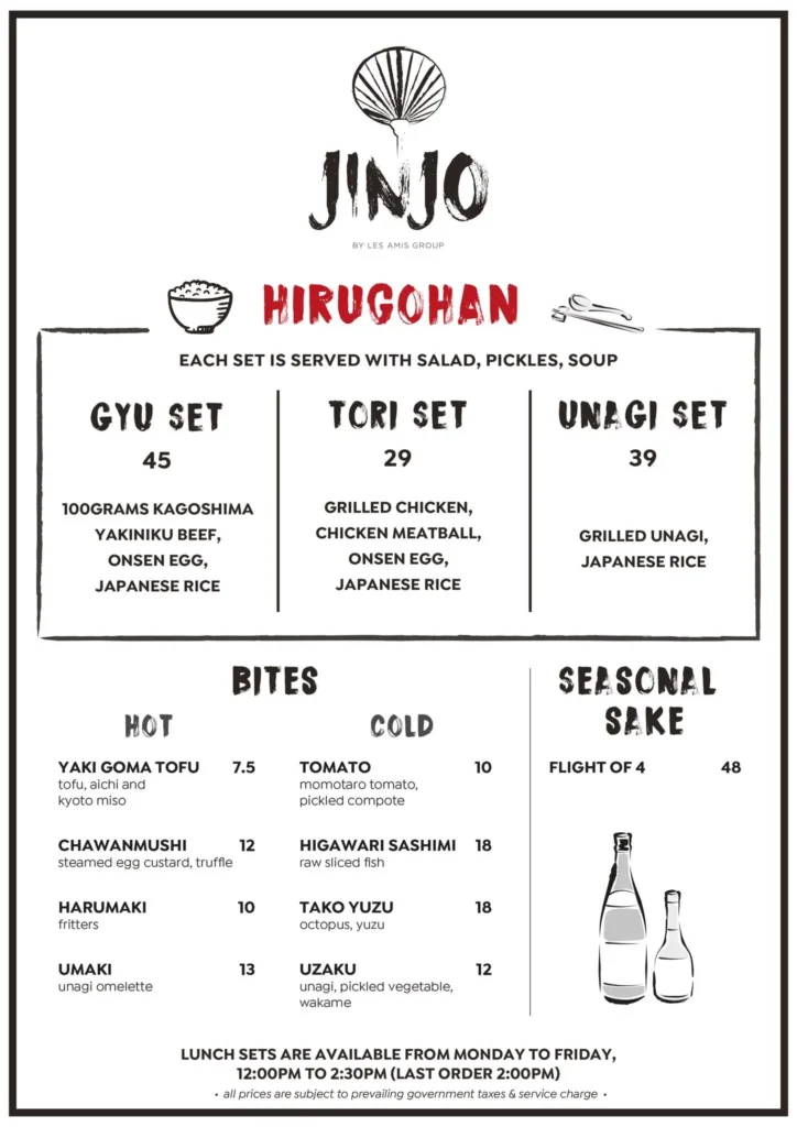 Jinjo Menu Singapore & Latest Price List 2024