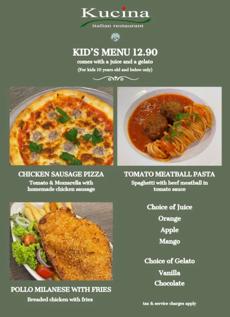 Kucina Italian Menu Singapore & Latest Price List 2024