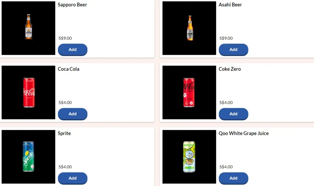 OMOTE BEVERAGES PRICES
