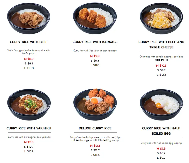 Sukiya Japanese Curry Prices
