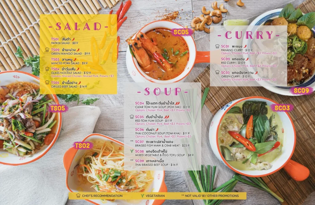 Thai’D Me Up Menu Singapore